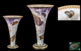 Carlton - Armand Lustre Ware Tall Trumpet Butterflies Vase. Pattern No 165/2109. Of Excellent Form.