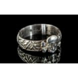 A German Reproduction Silver Heinrich Himmler Totenkopf sterling silver ring with sharp details in