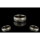 Platinum Ladies Small Size Wedding Band, marked platinum to interior of shank. Maker's mark W. W.