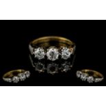 18ct Gold Attractive 3 Stone Diamond Set Ring, marked 18ct to shank.