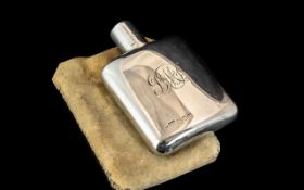 A Small Silver Hip Flask Sampson Mordan hallmarked for London u 1915 Engraved To Front, Screw Top.