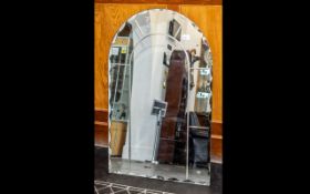 Arched Bevelled Glass Wall Mirror, Measures 35" x 23".