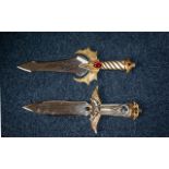 Two Heavy Good Quality Oriental Fanatasy Decorative Display Daggers,