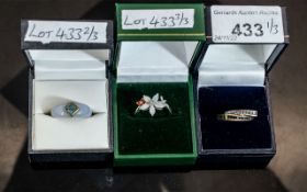 Three Gold Dress Rings, a 14ct Sapphire & Diamond ring, a white gold set with Opal 9ct gold,