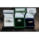 Three Gold Dress Rings, a 14ct Sapphire & Diamond ring, a white gold set with Opal 9ct gold,