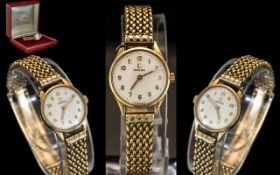 Omega Ladies 9ct Gold Wristwatch In Omega Presentation Box - Watch, Case & Bracelet Marked 375.