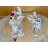 Swarovski Interest. ( 4 ) Bird Figures. Includes Cockerel 7674 NR 045 000. 2/ Dove, 7605 NR 000 001.