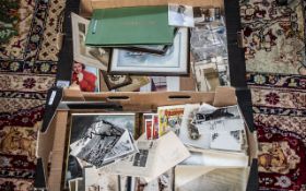 Two Boxes of Victorian Ephemera, including postcards, photographs, newspaper copies, local interest,