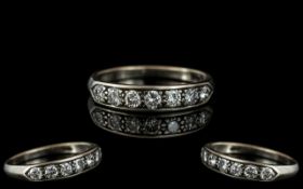 Antique Period 18ct White Gold Seven Stone Diamond Set Ring, marked 18ct to interior of shank.
