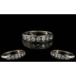 Antique Period 18ct White Gold Seven Stone Diamond Set Ring, marked 18ct to interior of shank.