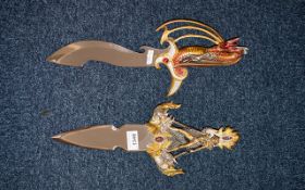 Two Heavy Good Quality Oriental Fantasy Decorative Display Daggers,