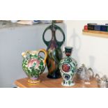 Three Decorative Large Vases, comprising a hand painted colourful Italian jug 12'' tall, Royal