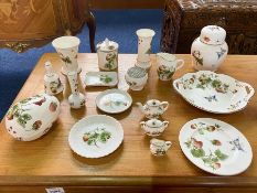 Collection of Coalport Strawberry Pattern Ceramic Pieces.