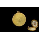 Antique 15ct Gold Superb Double Hinged Locket of Circular Form, marked 15ct.