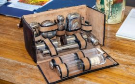 Gentleman's Toilet Travelling Case, including four glass bottles with lids, three boxes,