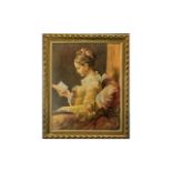 After Jean Honore Fragonard (French 1732-1806) Portrait Of A Young \lady Reading - Oil Painting On