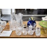 Collection of Quality Crystal Glass Items, comprising a 10'' cut glass decanter, a 10'' vase, an