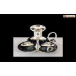 Ladies Dressing Table Sterling Silver Candle Holder - With Integral Trinket Tray.