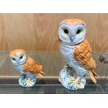 ( 2 ) Beswick Owls, Both Stamped for Beswick. Both In Good Condition, No Chips or Cracks etc.
