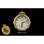 Rolex Gold Plated Keyless Art Deco Period Hexagonal Pocket Watch, circa 1930's of rare shape/size.