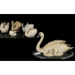A Collection of Ceramic Swan Figures (6) in total. To include Goebel, West German, Lladro, Country