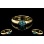 Unisex 14ct Gold Blue Topaz Ring. Hallmarked to Shank. Ring Size O. Weight 5.7 grams.