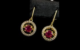 Ruby 'Moving Gemstone' Drop Earrings, with an unusual suspended setting for each 1.