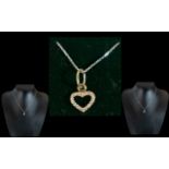 18ct Diamond Set Heart Shaped Pendant, suspended on an 18ct box link chain.