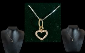 18ct Diamond Set Heart Shaped Pendant, suspended on an 18ct box link chain.