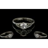 Ladies Platinum Diamond Ring. Hallmarked to Shank. Good Size Diamond 0.