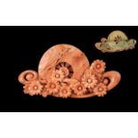 Large Antique Carved Coral Brooch, of coral reef design, with white metal backing. Approx.