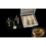 Small Mixed Lot of 9ct Gold Jewellery, to include to pairs of gem set earrings,