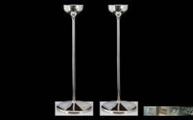 Queen Elizabeth II Superb Contemporary and Stylish Tulip Design Tall Candlesticks In Minimalistic