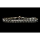 9ct White Gold Diamond Line Bracelet, each link set with round cut diamond, fully hallmarked,