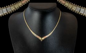 Ladies Elegant 9ct Gold Necklace. Hallmarked. Length Approx 16.4 Inches.