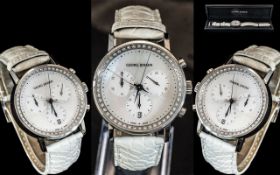 Georg Jensen Superb Ladies Steel Cased Chronograp ( Multi-Dial ) Diamond Set Wrist Watch. Model No