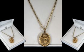 Ladies 9ct Gold Religious Pendant & 9ct Gold Chain. Both Hallmarked for 9ct.
