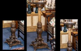 An Antique Georgian Style Mahogany Torchere With A Rectangular Shaped Top With A Carved Acanthus