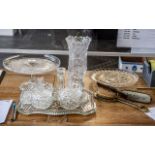 Quantity of Glassware, comprising a 10" tall vase on a square base,