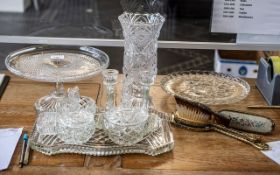 Quantity of Glassware, comprising a 10" tall vase on a square base,