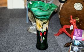 A Large Murano Style Coloured Glass Vase Flared Rim height 16 inches.
