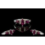 Ladies 9ct Gold Attractive Ruby and Diamond Set Ring. Full Hallmark to Interior of Shank. The Rubies