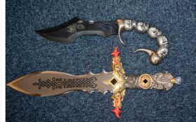 Two Heavy Good Quality Oriental Decorative Fantasy Display Daggers,