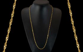 Ladies Elegant 22ct Gold Twist Necklace, Extra Long. Fully Hallmarked for 9ct Gold.