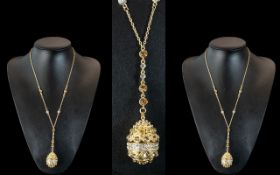 Faberge Style Opening Egg Pendant Necklace, the highly decorative 'egg',