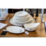 Royal Doulton Bamboo Design Part Dinner Set D6446 cream with dark brown bamboo decoration including