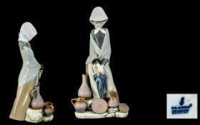 Lladro Hand Painted Porcelain Figure Woman Selling Potts ( Pot Seller ) Model No 5081. Sculpture