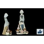 Lladro Hand Painted Porcelain Figure Woman Selling Potts ( Pot Seller ) Model No 5081. Sculpture