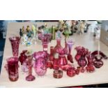 Quantity of Quality Cranberry Glass, including vases, bud vases, bowls, lidded pots,