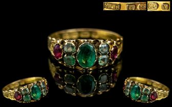 Antique Period - Rare and Exquisite 12.5ct Gold Stone Set Dress Ring.